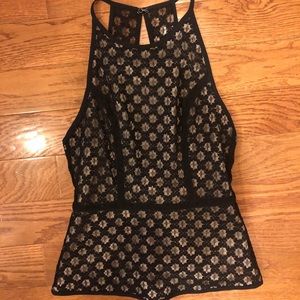 Ovi Black Lace Peplum Top size S